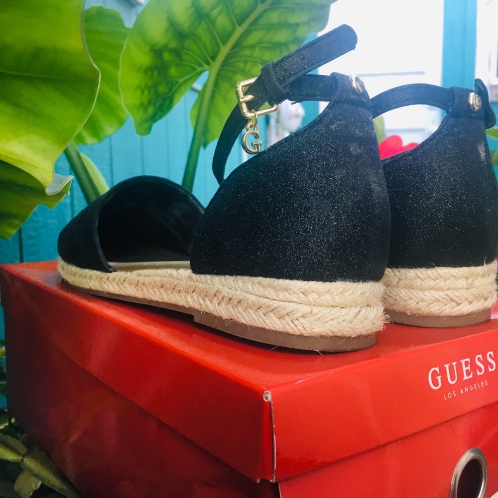 Guess black glitter strapped espadrilles